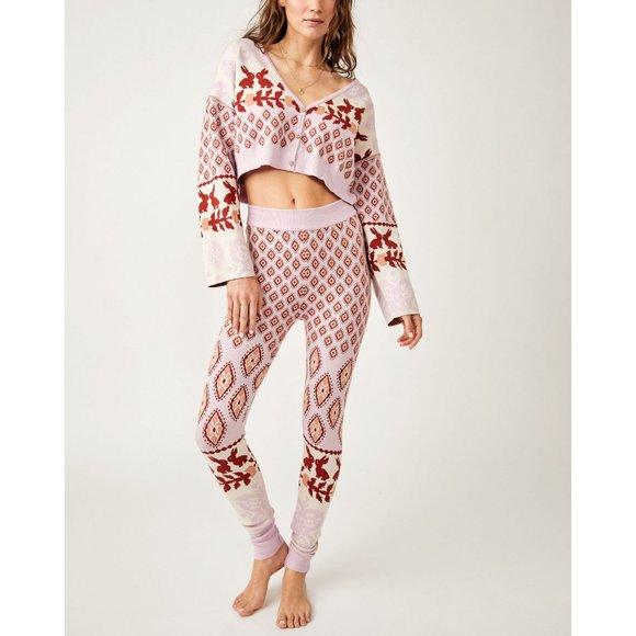 Free People Other - FREE PEOPLE Snow Bunny LOUNGEWEAR PAJAMAS SET Candy Combo Cozy Cute Soft Boho
